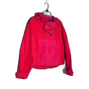 Sweaty Betty Nomad Pullover hooded jacket top Tulip red boxy pocket Small